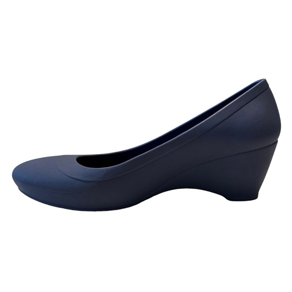 Crocs Lina Wedge Pumps Shoes Women's Size 8 Blue Comfort Slip On Heels Shoes - Picture 5 of 12
